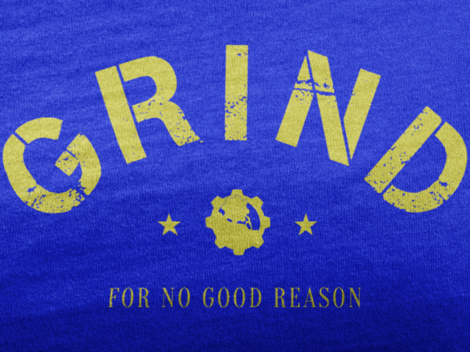 GRIND INDIGO BLUE POLYBLEND MUSCLEANDGRIND TSHIRT CLOSEUP  PRODUCT PICTURE